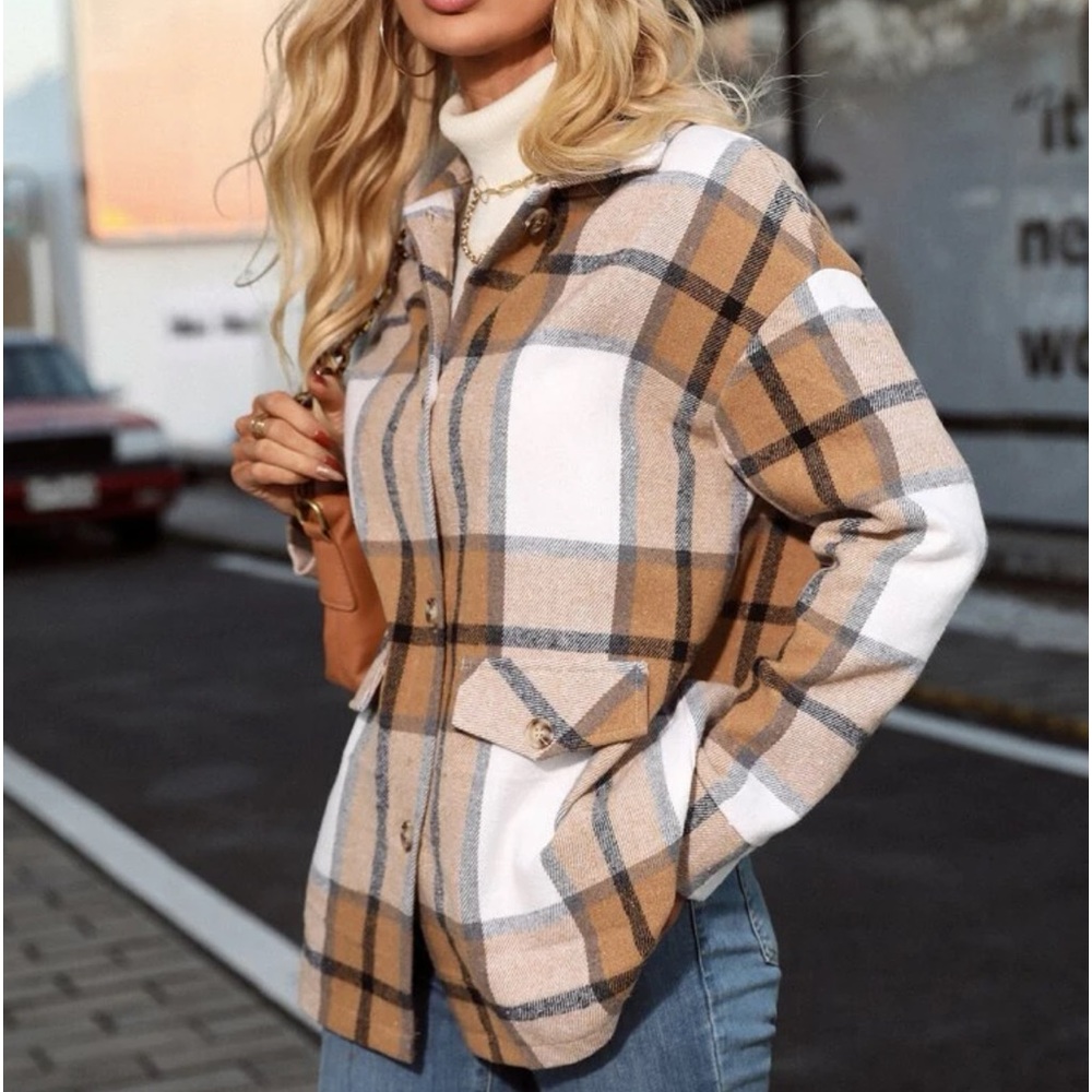 Comfy Oversized Plaid Button Down Jacket - Picture 5 of 14